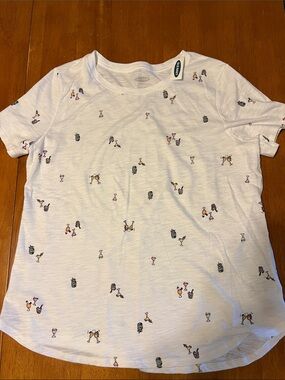 Old Navy White Short-Sleeve Tee with Mini Cocktail Print